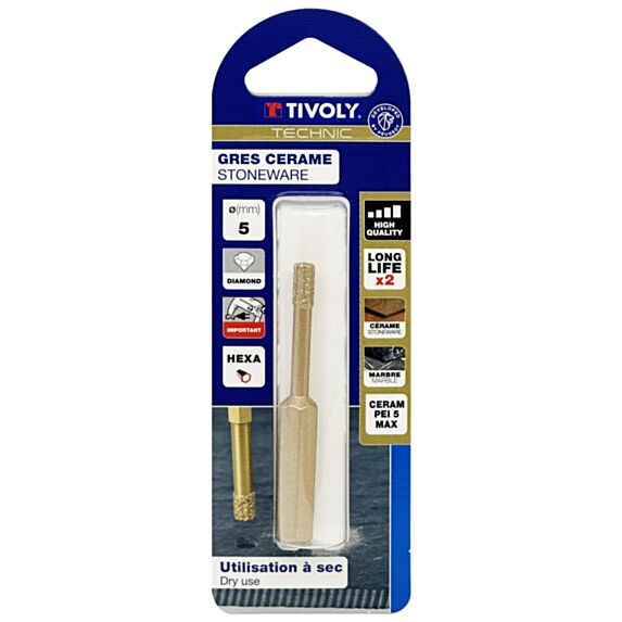 Technic Foret diamant à sec ø5 queue hexagonale