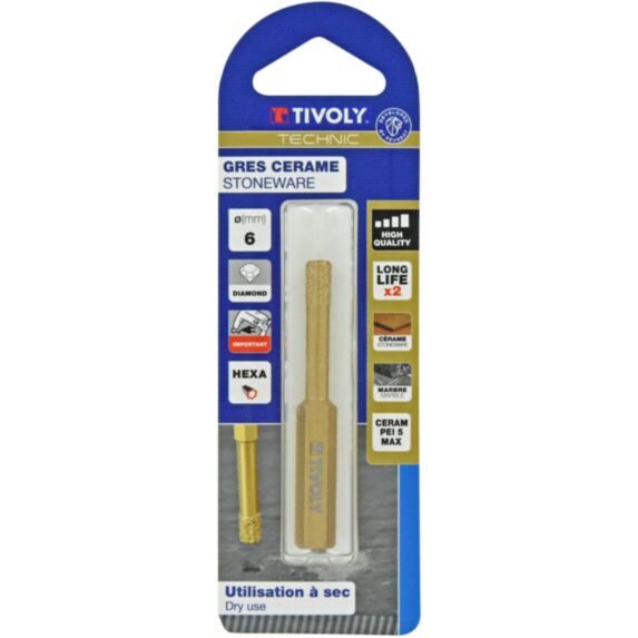 Technic Foret diamant à sec ø6 queue hexagonale