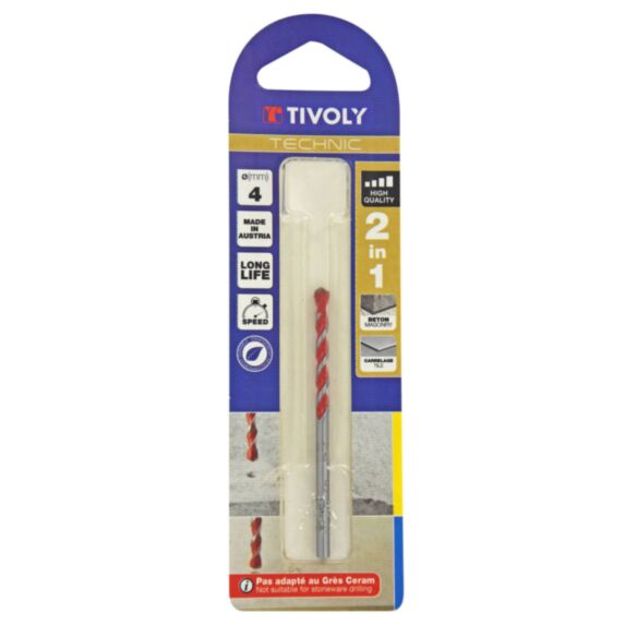 Foret 2 en 1 béton/carrelage Ø4 mm - TIVOLY