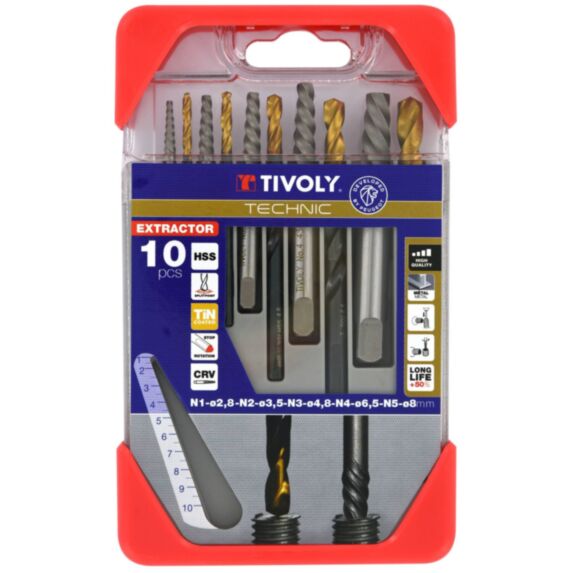 Extracteur goujon et foret coffret 10 pcs - TIVOLY