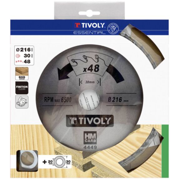 Lame de scie circulaire pour bois dur/stratifié/parquet Ø216 mm - TIVOLY