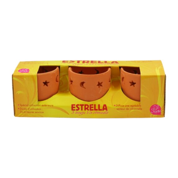 Set de 3 Bougies ESTRELLA terre cuite  Ø 6,5 cm