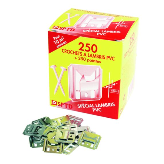 Clips à lambris PVC x 250 clips x 250 clous - SPTD