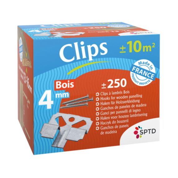 Lot de 250 clips à lambris bois + pointes 4 mm - SPTD
