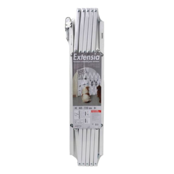 Fermeture extensible pour animaux bois laquee blanc de 60 à 110 cm - SPTD