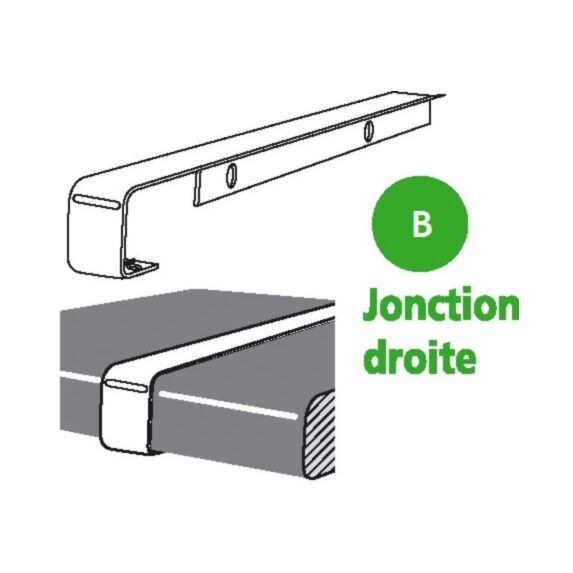 Profil aluminium de plan de travail jonction droite alu 2 bords droit 38 mm - SPTD
