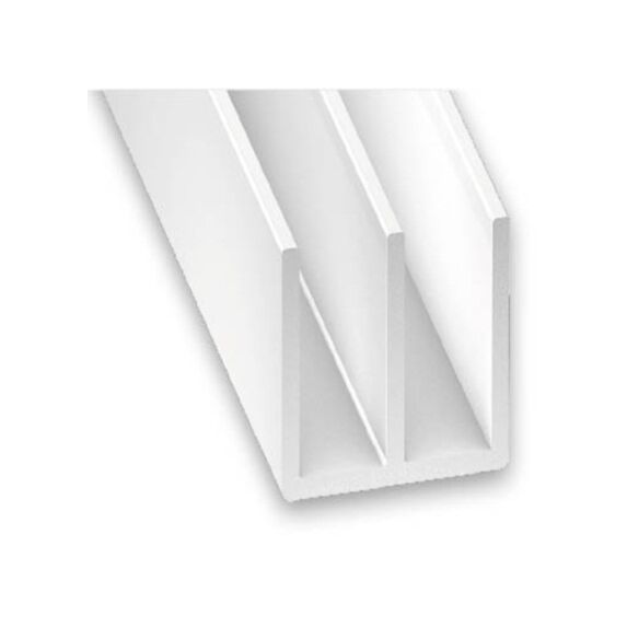 Double U PVC 6,5x21x2mm 2m Blanc