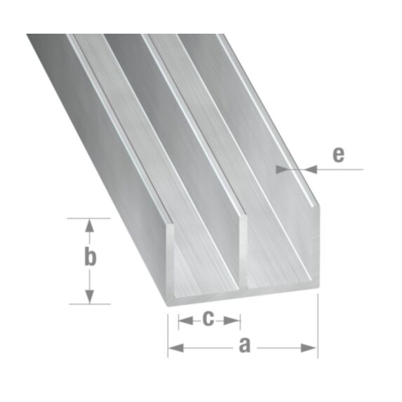 Profilé double U alu brut 10 x 16 x 10 x 1,3 mm int.6 2m - CQFD