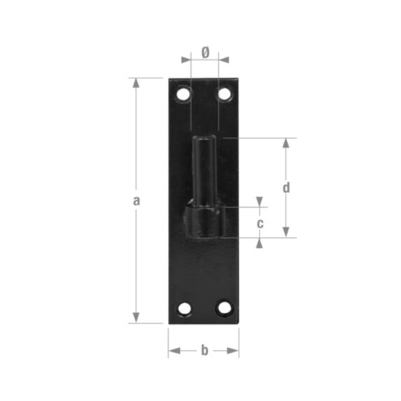Gond platine bout carré D16 x 150 mm noir - CQFD
