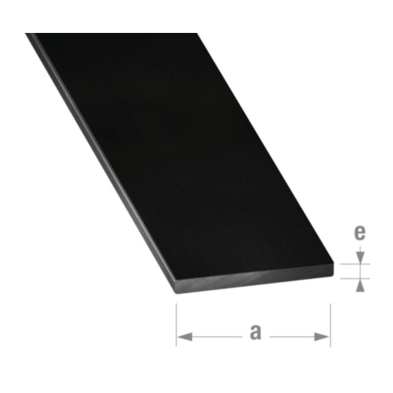 Profilé plat alu laqué noir 20 x 2 mm 2,5m - CQFD