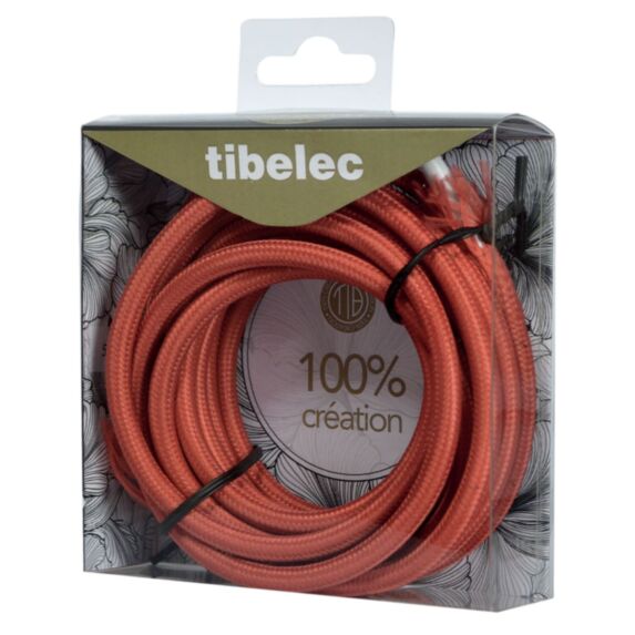Câble tissu rouge 3m - TIBELEC