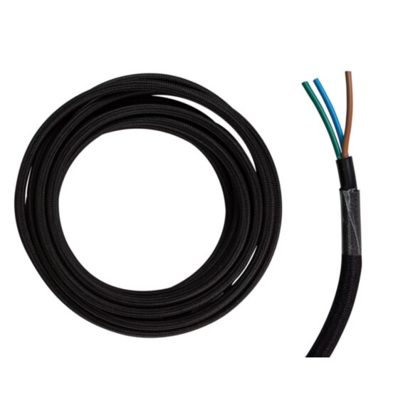 Câble électrique textile noir - 3x0,75mm2 L.3m