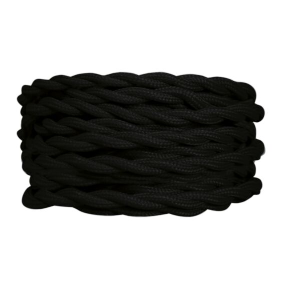 TIBELEC 2 câbles tissu torsadés noir 3m