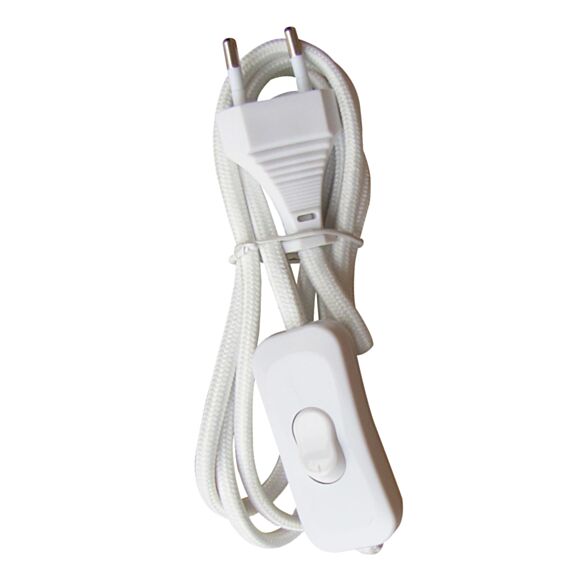 Cordon fil tissu avec interrupteur & fiche blanc - TIBELEC