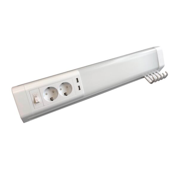 Applique led 11w 1000lm+2 prises&usb blanc