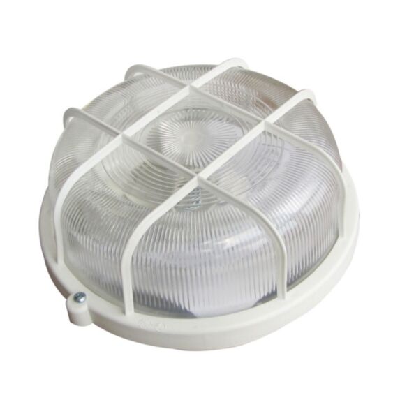 Hublot extérieur rond avec Grille Plastique E27 100 W Blanc 98 x 200 - TIBELEC