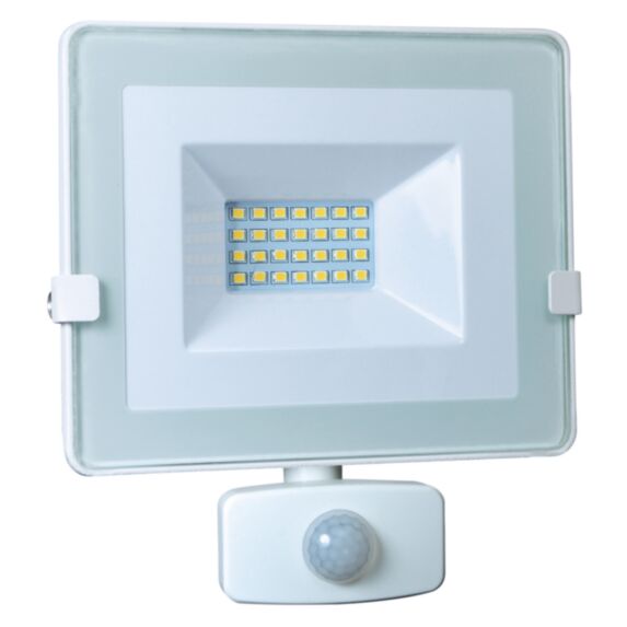 Projecteur LED First 20W avec détecteur coloris blanc 1400 lumens - TIBELEC