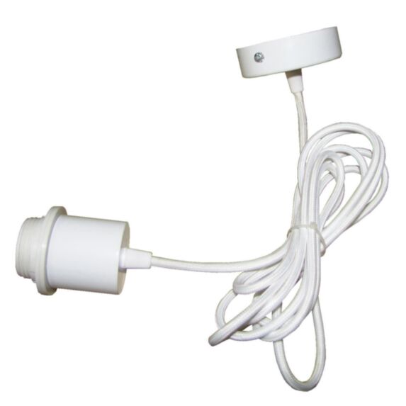 monture métal blanc et fil tissu blanc douille e27 - TIBELEC