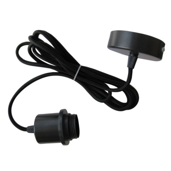 monture métal noire et fil tissu noir douille e27 - TIBELEC