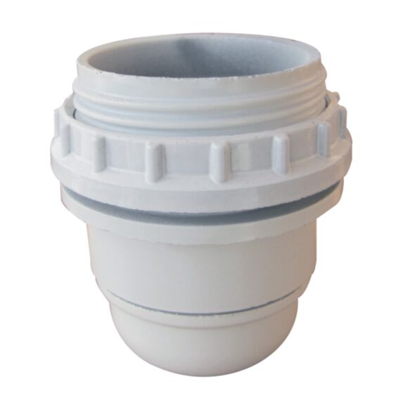 Douille E27 demi-filetée blanche 9 + bague - TIBELEC