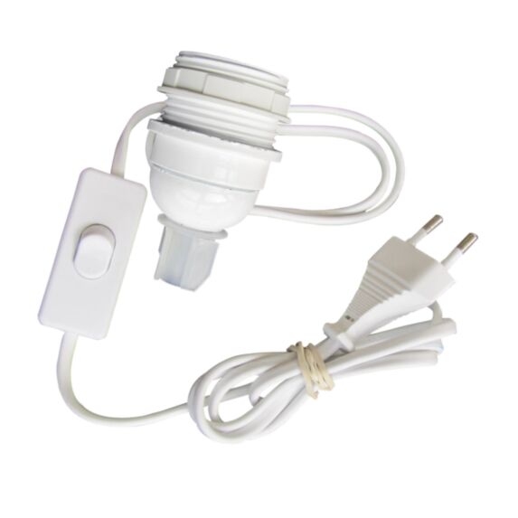 Adaptateur bouteille E27+câble+interrupteur+fiche blanc - TIBELEC