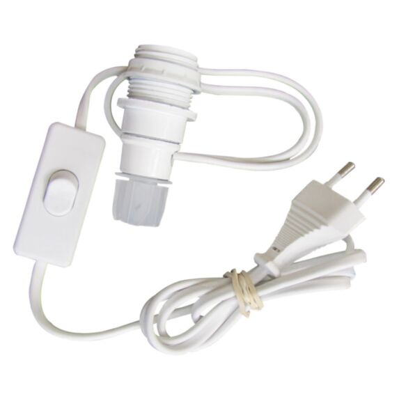 Adaptateur bouteille E14+câble+interrupteur+fiche blanc - TIBELEC