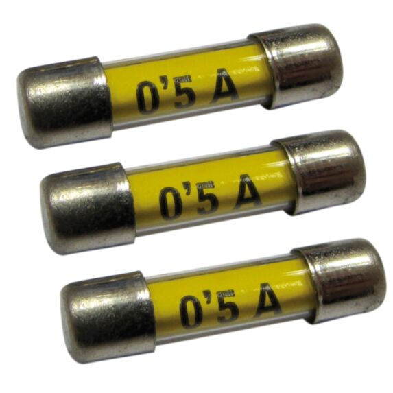 3 fusibles verre 5x20mm 0,5a. - TIBELEC
