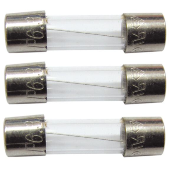 3 fusibles verre 5x20mm 6,3a. - TIBELEC