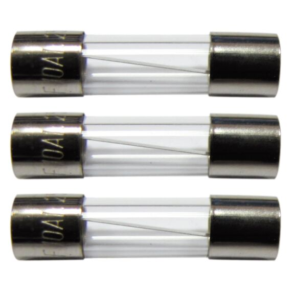 3 fusibles verre 5x20mm 10a. - TIBELEC