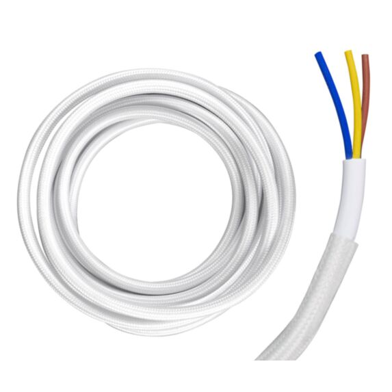 Câble électrique textile blanc - 3x0,75mm2 L.3m