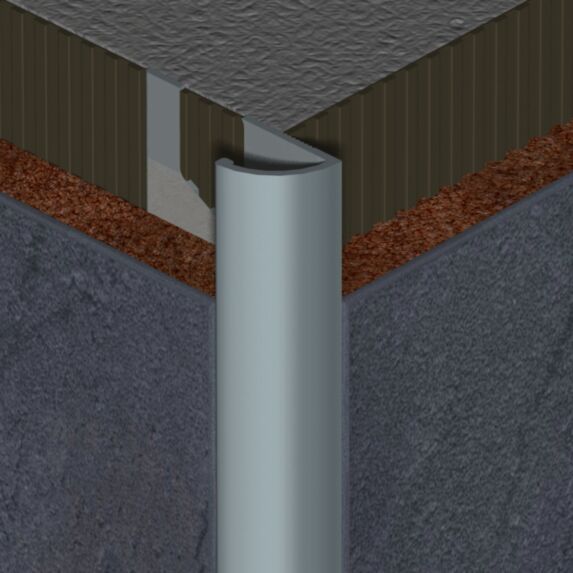 Quart de Rond Ouvert Alu Titane Brossé H.8mm 2,5m - DINAC