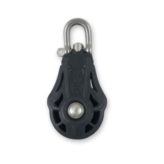 Poulie à émerillon - Acier inoxydable - Charge de travail indicative 400 kg - Diamètre galet 35 mm - Pour corde diamètre 9 mm - Chapuis