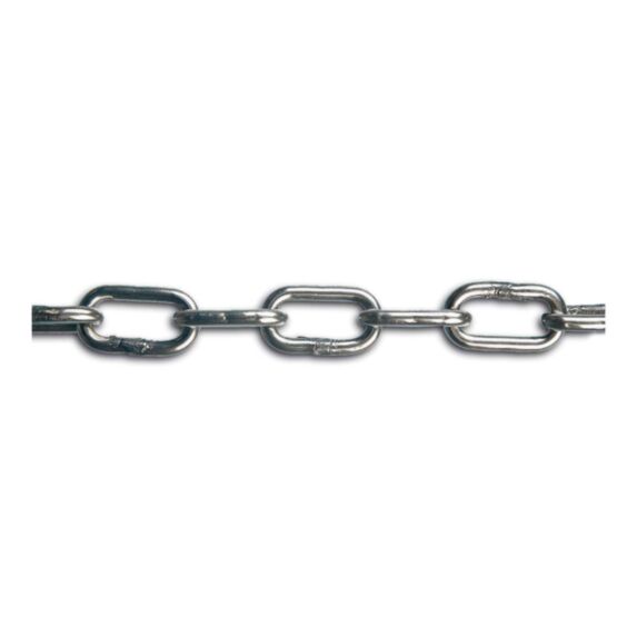 Chaîne soudée maille courte - Acier inoxydable - Charge de travail indicative 225 kg - Diamètre 6 mm - Bobine de 25 m