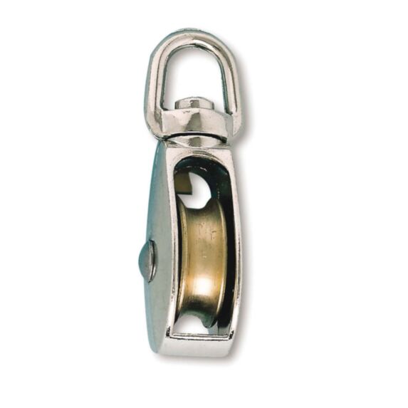 Poulie 1 galet à émerillon pivotant zamak nickelé Ø 25mm l.