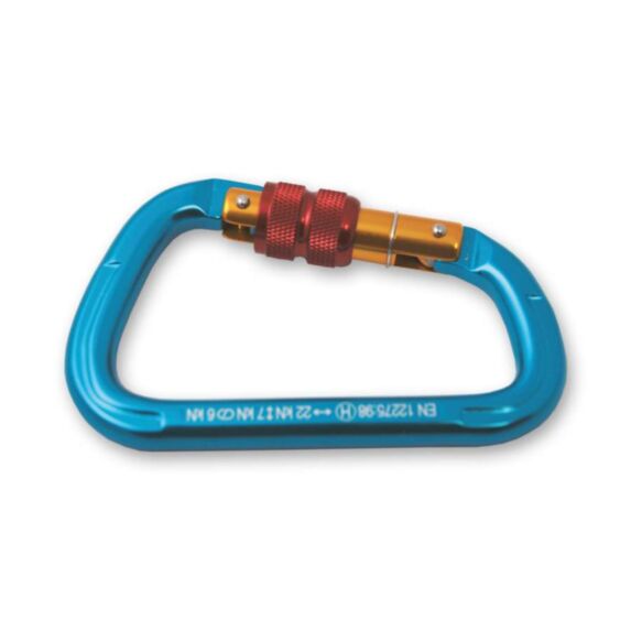 Porte-mousqueton à linguet et vis de sécurité