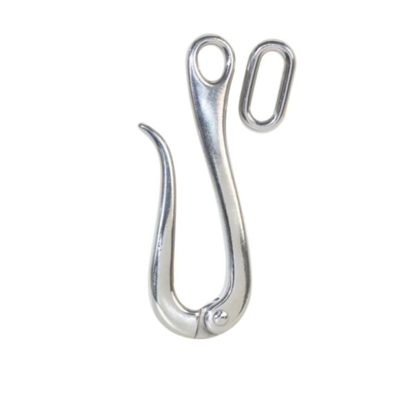 Crochet pelican - acier inoxydable - 70 kg - longueur 150 mm - Ø int œil 23 mm - CHAPUIS
