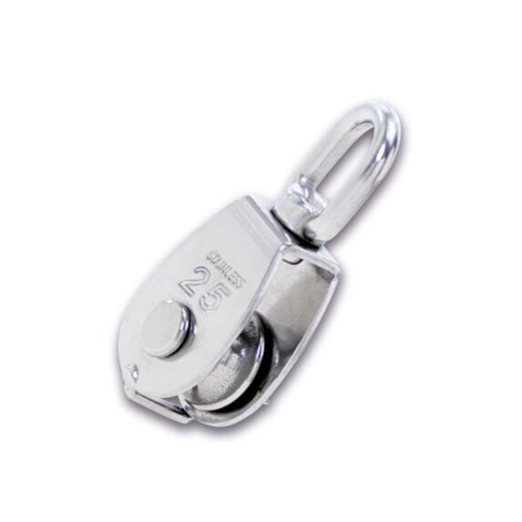 Poulie simple dériveur avec émerillon et galet inox - acier inoxydable