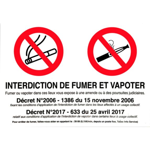 Panneau 275x190mm interdit de fumer - CHAPUIS