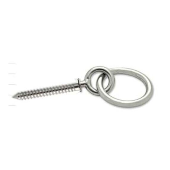 Piton à œil avec anneau acier inoxydable filetage bois M6 Ø40mm L.60mm - CHAPUIS