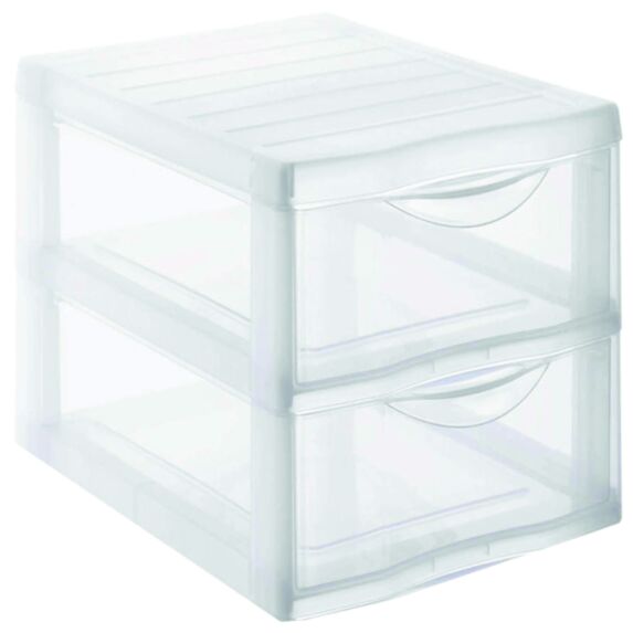 Tour de rangement Orgamix 2 tiroirs transparent - SUNDIS