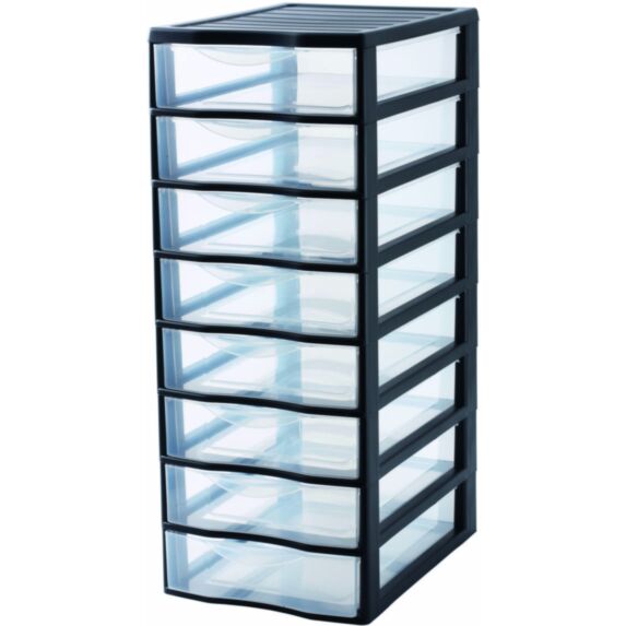 Tour de rangement Orgamix 8 tiroirs noir - SUNDIS