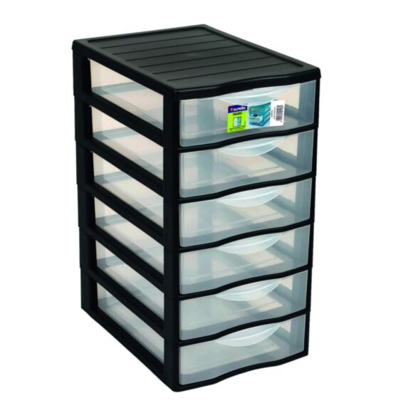 Tour de rangement Orgamix A4 6 tiroirs noir - SUNDIS