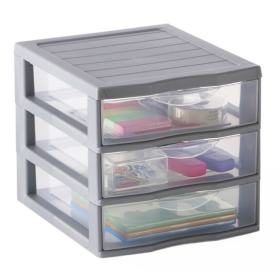 Mini tour de rangement Orgamix A6+ 3 tiroirs argent - SUNDIS