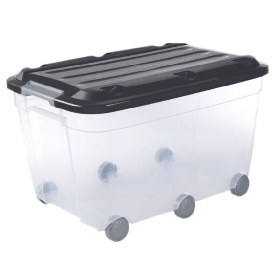 Bac de rangement sur roulettes 60L noir - KLISPO