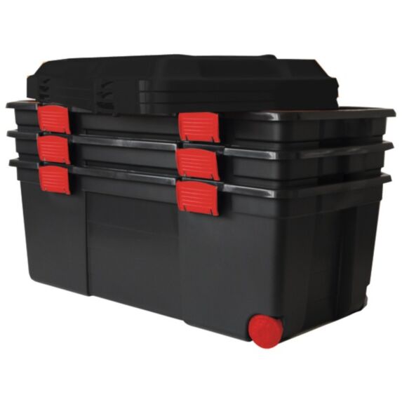 3 coffres de rangement 75L Camper 80x40x34cm noir - SUNDIS