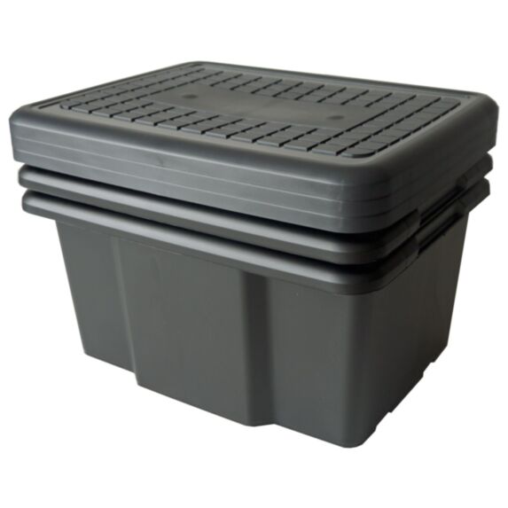 Lot de 3 bacs de rangement Squara 30 L noir - SUNDIS