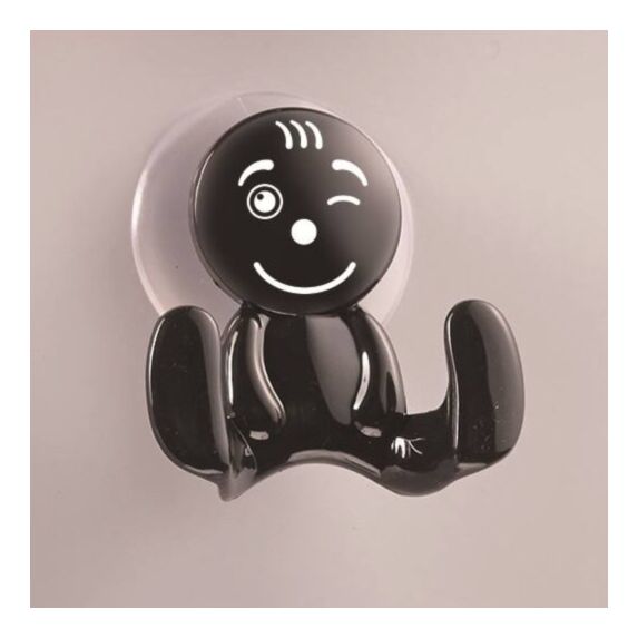 Patère 2 Têtes Ventouse Clin d’œil Noir - MOTTEZ