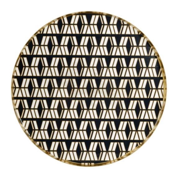 Plateau rond Arty métal doré Ø35 x H 2,5 cm - OSTARIA