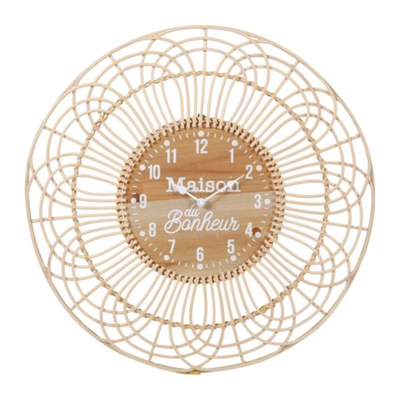Horloge rotin Bistrot Ø50 cm nature - OSTARIA