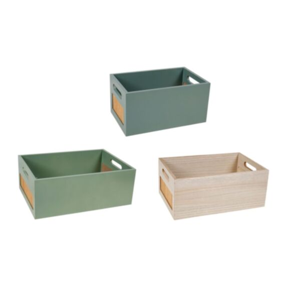 Caisse en bois natuel peinte 34 x 13 x 24 cm 3 assortis - OSTARIA
